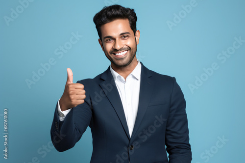 indian businessman showing thumps up. photo