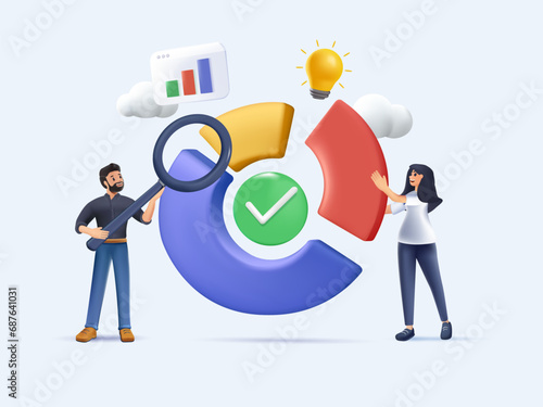 Teamwork power abstract concept 3D vector illustration. Effective team-working, project delivery, team members skills, teamwork solution, effective collaboration, goal achievement 3D abstract metaphor