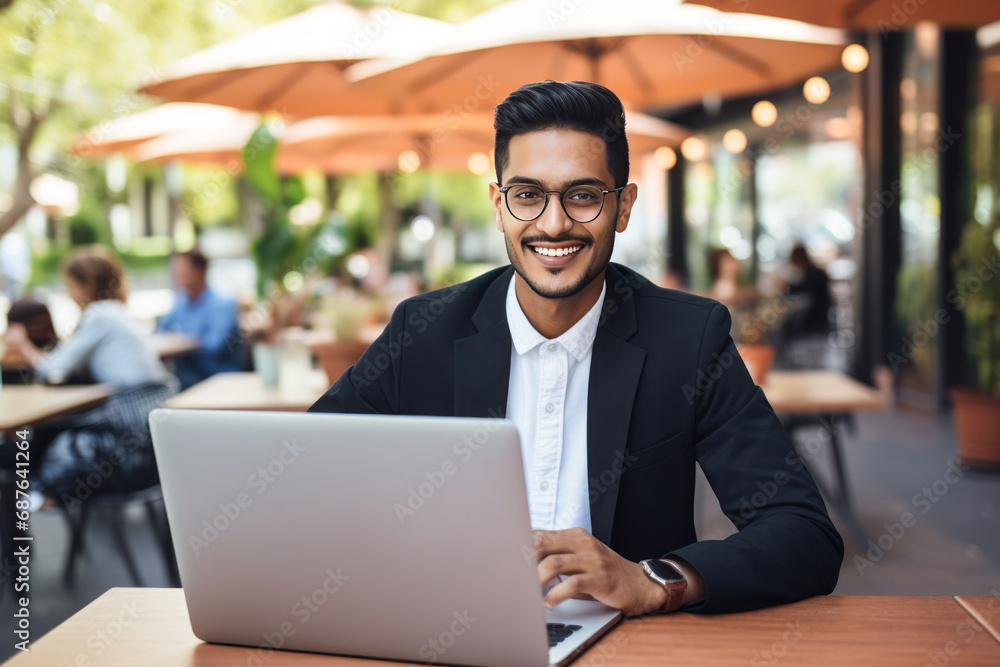 young businessman using laptop at office young businessman using laptop at office