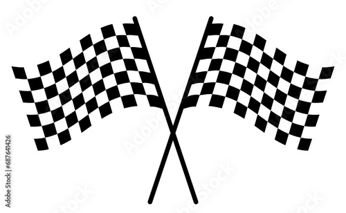 Checkered flag for car racing, two crossed sport racing flags - stock vector