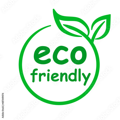 Eco friendly circle icon with leaves - stock vector