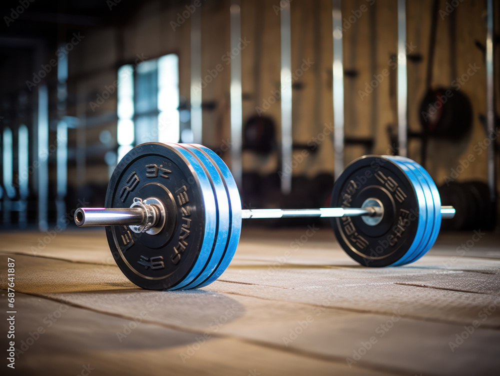 Portrait of small Barbell in Gym, health concept