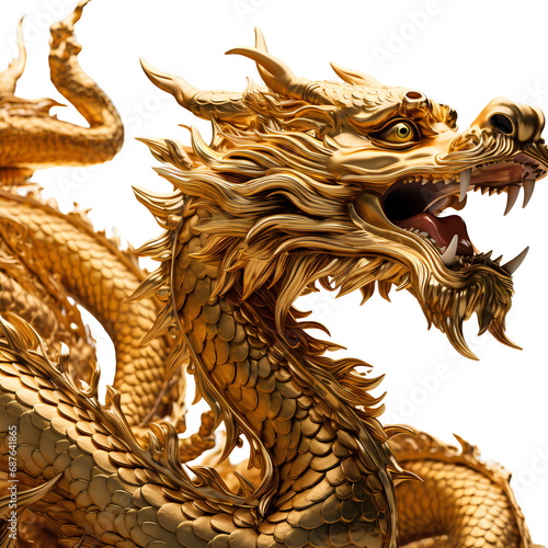 Chinese lucky animal golden dragon on transparent background PNG