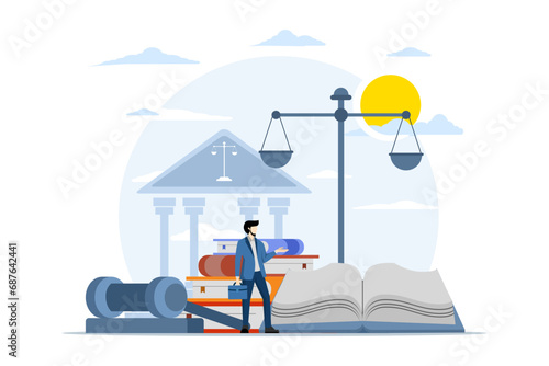 the concept of legal advice as the opinion of a professional lawyer. law firms and legal services, lawyer consultants. Government legal consulting services. flat vector illustration on background.