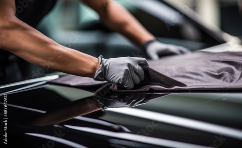 man wiping car. detailing, car wash