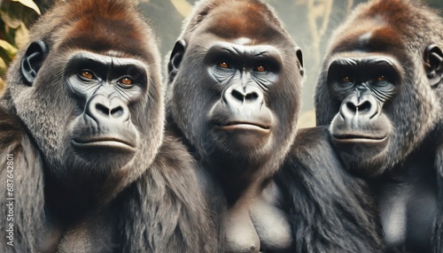 Gorillas Posing for the Most Handsome Man Of The Year Awards © CreativeStock