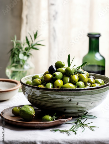 green olives in a bowl