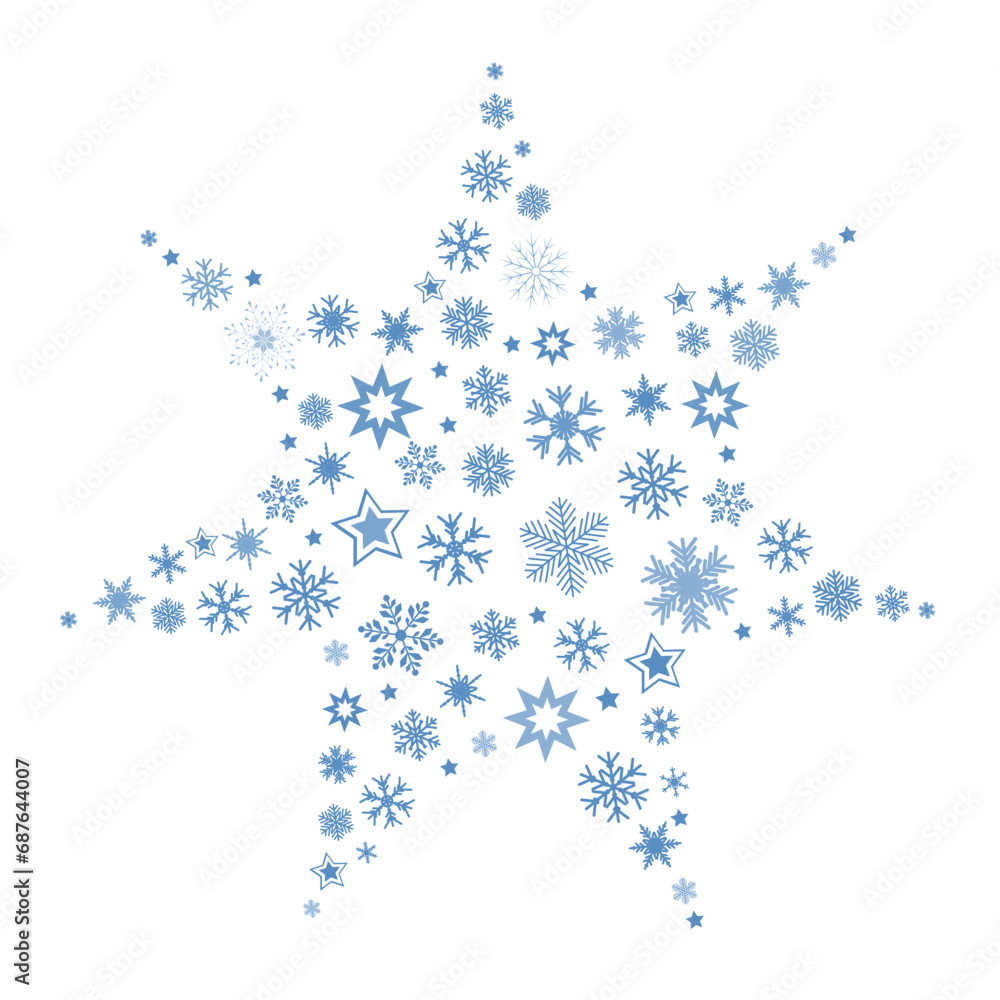 Snow star Christmas dicoration, star shape from many snowflakes - stock vector Snow star Christmas dicoration, star shape from many snowflakes - stock vector