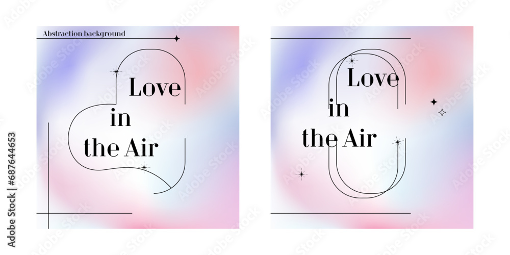 Set of postcards. Valentine's Day. Posters in y2k style. Gradient. Design with shapes. Love and heart. Valentine's Day. Vector stock illustration. 90s groovy Set of postcards. Valentine's Day. Posters in y2k style. Gradient. Design with shapes. Love and heart. Valentine's Day. Vector stock illustration. 90s groovy