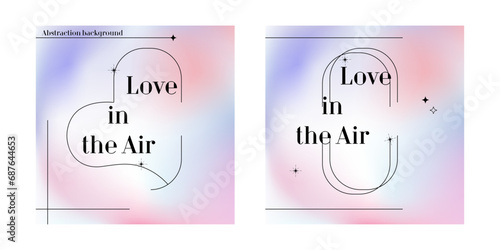 Set of postcards. Valentine's Day. Posters in y2k style. Gradient. Design with shapes. Love and heart. Valentine's Day. Vector stock illustration. 90s groovy