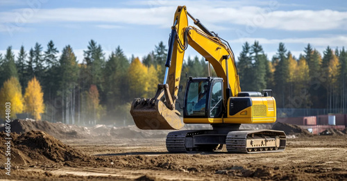 Industrial Excavator Driving To Complete Work Tasks