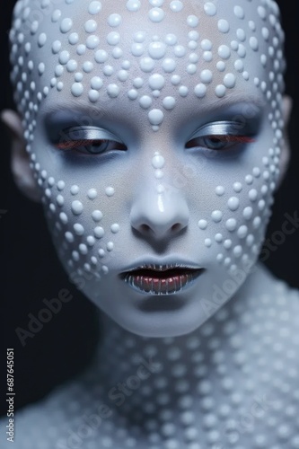 portrait of a woman with mask, art , make up 