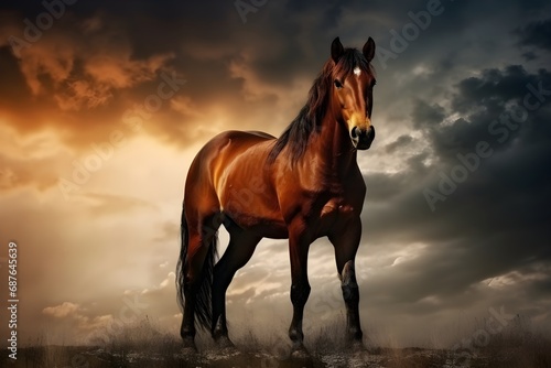 beautiful dark horses galloping across an open space  the concept of freedom  strength  power.