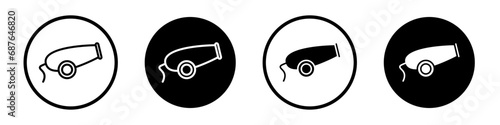 Cannon icon set. old vintage canon vector symbol in black filled and outlined style. photo