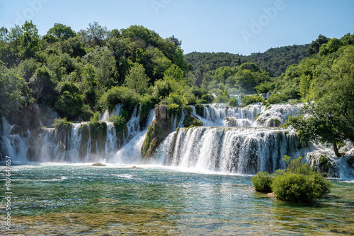 View of the waterfalls of Skradinski Buk  Sibenik  Croatia.