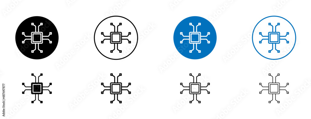 ICT line icon set in black and blue color. - obrazy, fototapety, plakaty 