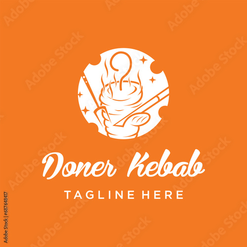 doner kebab logo design element vector for restaurant with modern concept