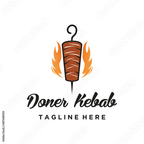 doner kebab logo design element vector for restaurant with modern concept