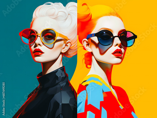 Portrait de 2 femmes avec des lunettes de soleil