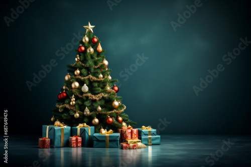 A beautifully decorated Christmas tree with many gifts under it.