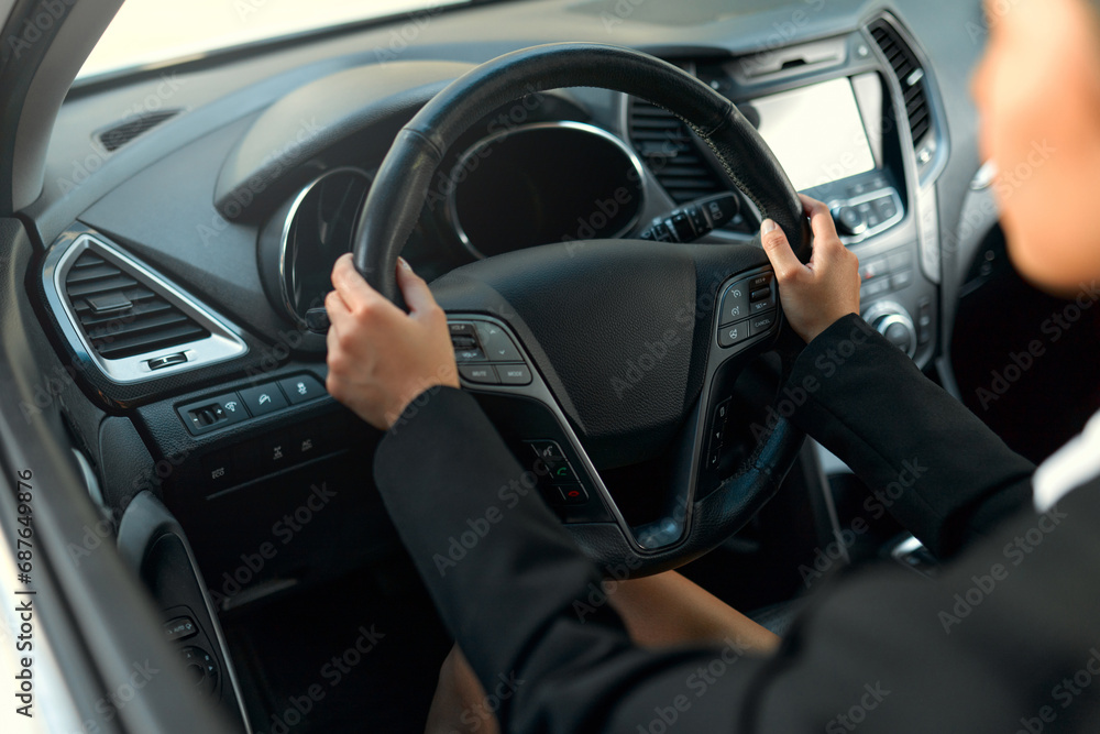 Woman sitting in a car Woman sitting in a car