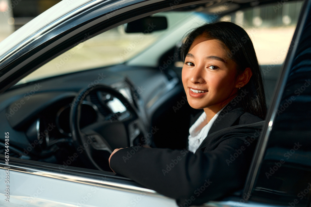 Woman sitting in a car Woman sitting in a car