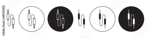 Audio Cable symbol set. Microphone jack cord icon. Guitar aux plug sign. Music headphone wire sign in suitable for apps and websites UI designs.