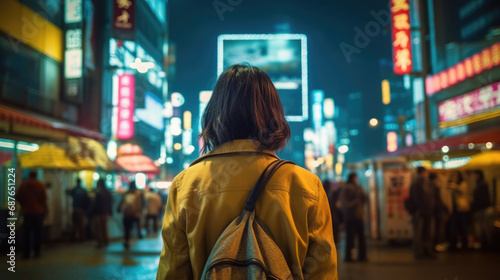 A woman at Shibuya Street at Night