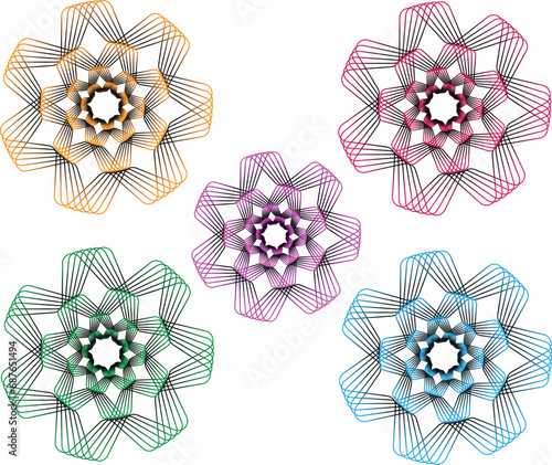 set of flowers color gradient vector
