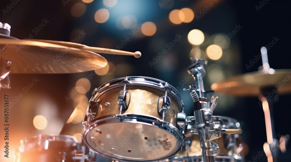 Naklejka premium A modern drum set on stage for a concert