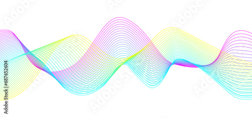 Abstract colorful gradient smooth wave isolated on a white background. Dynamic wave line blend for design element. 