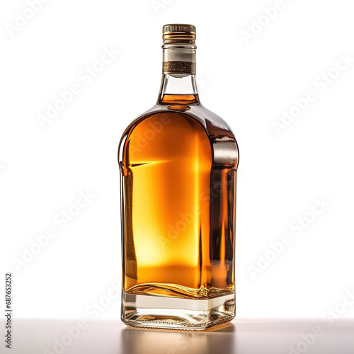 A bottle of whiskey isolated on white background