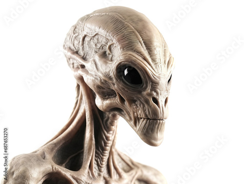 Portrait of an alien isolated on white background