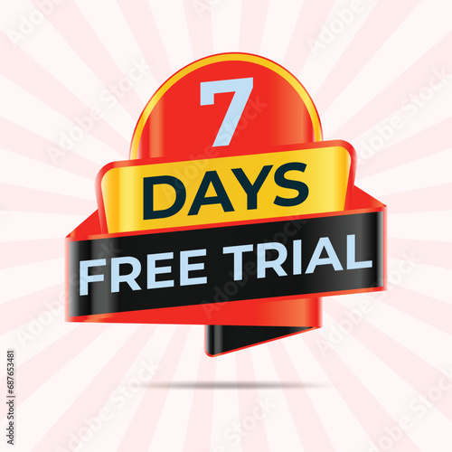 7 days free trial flat design label clipart