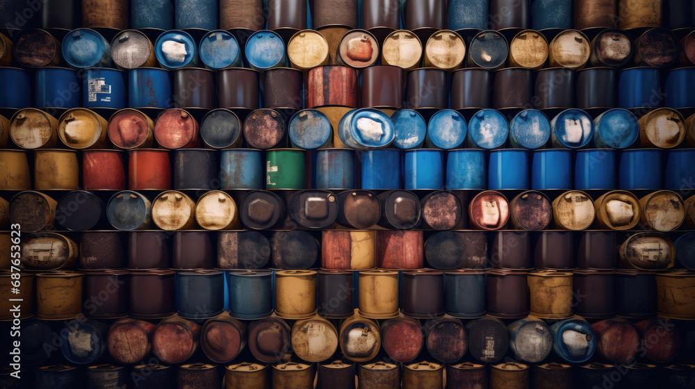 Oil barrels in a warehouse