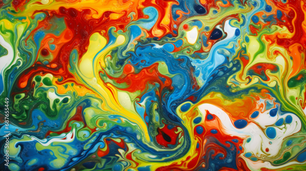 A psychedelic cartoon bright painting with a marbled effect in a rainbow of colors. A psychedelic cartoon bright painting with a marbled effect in a rainbow of colors.