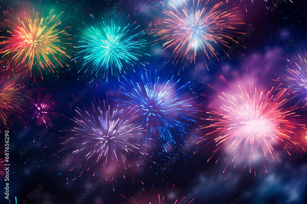 Naklejka premium fireworks in the night sky