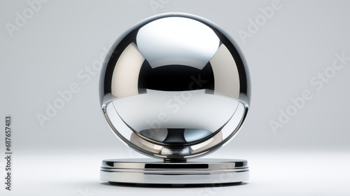 Wallpaper Mural A reflective spherical ball on a stand, with a stark contrast between its reflective surface and the grey background Torontodigital.ca