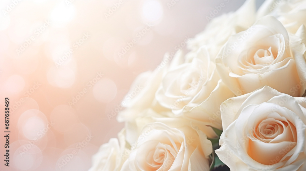 Obraz premium Background for a postcard, congratulations on Women's Day, March 8, holiday, for congratulations, empty space for text. Flowers on a beige cream background.