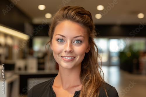 Wallpaper Mural A woman in a black shirt smiles for the camera Torontodigital.ca