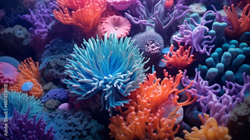 Coral reef underwater abstract background marine ecosystem underwater sea view. Wallpaper © ArtStockVault