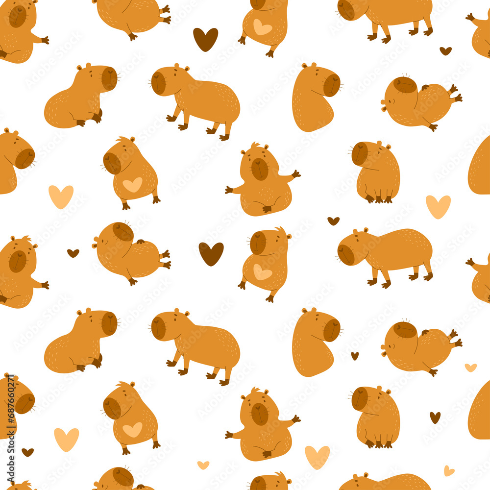 Seamless pattern. animal capybaras Seamless pattern. animal capybaras