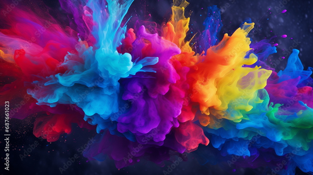 Holi color paint splatter powder festival explosion burst powder wide ...