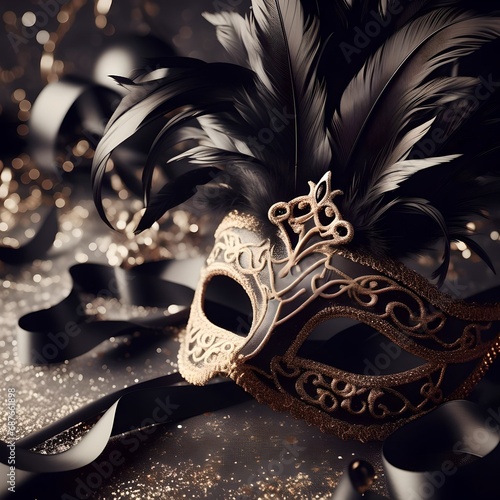 venetian carnival mask, glitter, generative AI © Eduardo