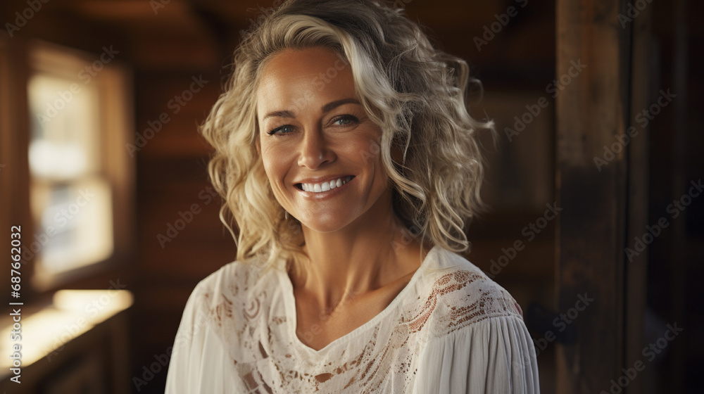 Fototapeta premium Finnish woman with a bright smile