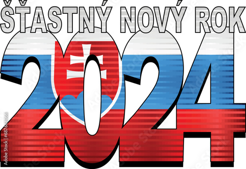 Photography Happy New Year 2024 with Flag of the Slovakia inside - Illustration,
2024 HAPPY