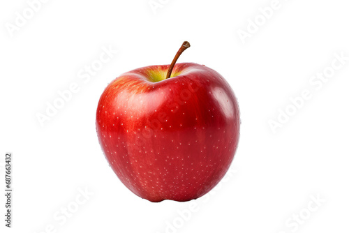 Crisp red apple isolated on a transparent background, highlighting its freshness and juicy texture.