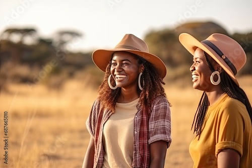 two girls in a safari park