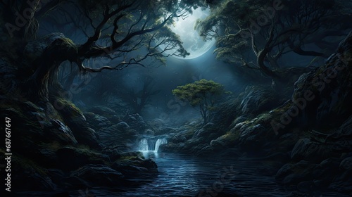 Serenity of the Moonlit Forest