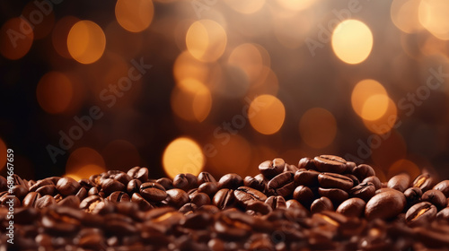 Coffee bean bokeh background - graphic banner for Caffeine 